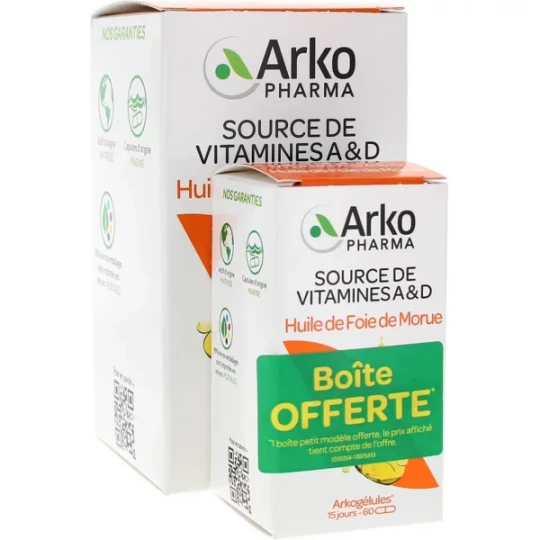 ArkoGélules Huile de Foie de Morue Gélules x 220 + 60 Offertes