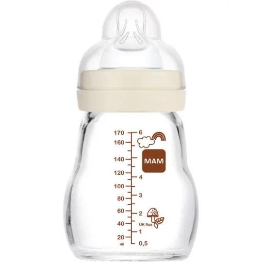 MAM Biberon Verre Blanc 1er Âge Tétine Débit 1 170 ml - image 2