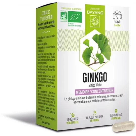 Dayang Ginkgo Biloba Bio Gélules x 15