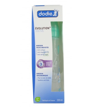 Dodie Initiation+ Biberon Vert 330 ml + Tétine 2ème âge