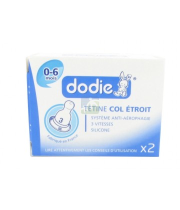 Dodie Tétine Col Étroit 1er âge Silicone x 2
