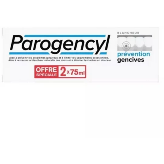 Parogencyl Dentifrice Prévention Gencives Blancheur 2 x 75 ml