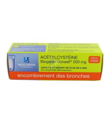 Acétylcystéïne Biogaran 200 mg Comprimés Effervescents x 20