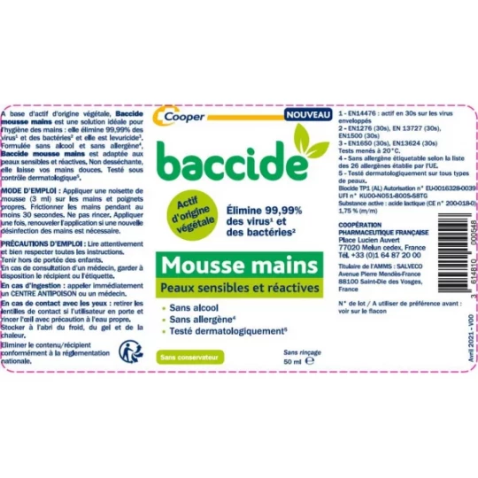 Baccide Mousse Végétale Hydroalcoolique 50 ml - image 2