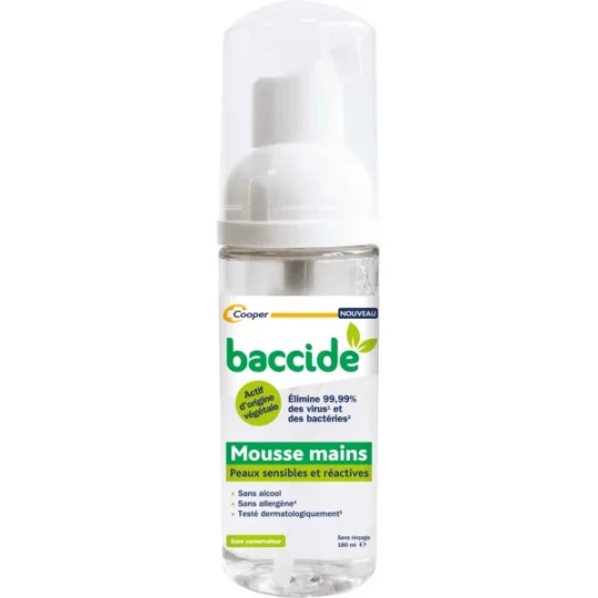 Baccide Mousse Végétale Mains Sans  Parfum 180 ml