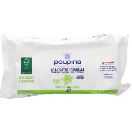 Poupina La Lingette Naturelle x 60