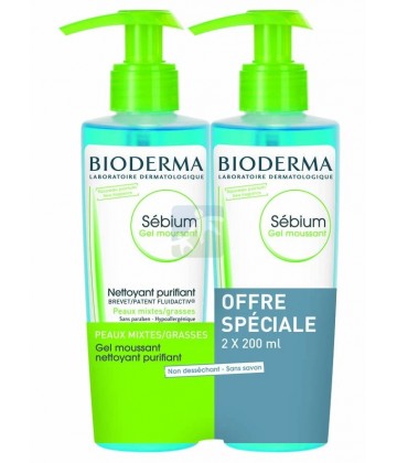 Bioderma Sébium Gel Moussant Purifiant 2 x 200 ml