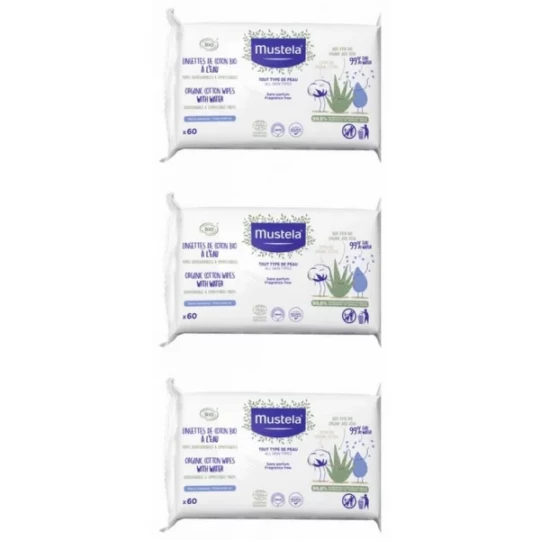 Mustela Lingettes de Coton Bio à l'Eau - image 2