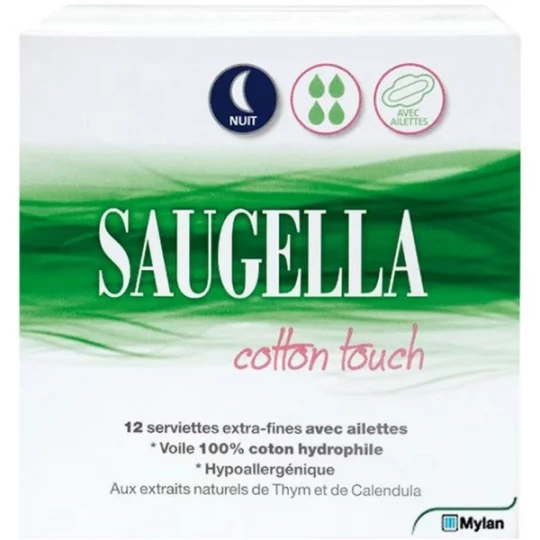 Saugella Cotton Touch Serviettes Hygiéniques Nuit