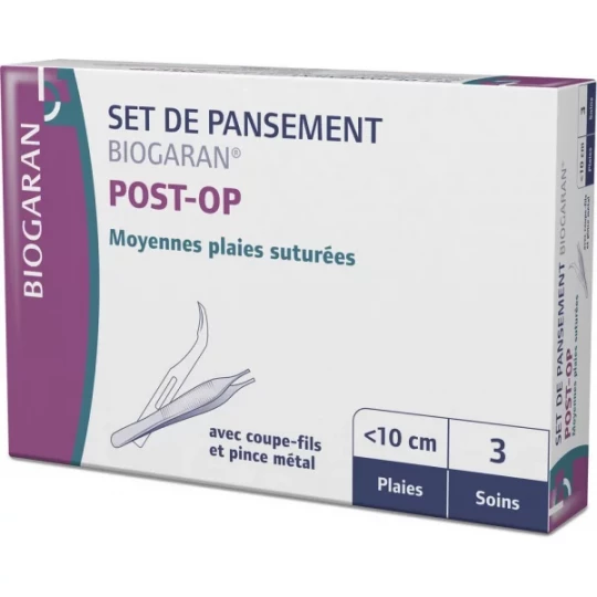 Biogaran Set de Pansements Post-Op Moyennes Plaies Suturées x 3