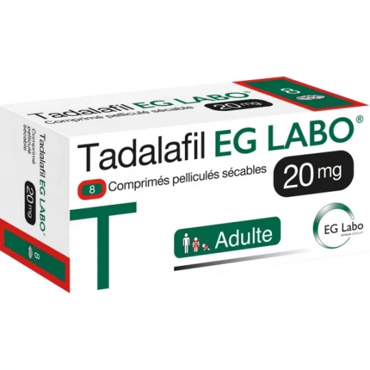 Tadalafil EG 20 mg Comprimés Pelliculés Sécables x 8