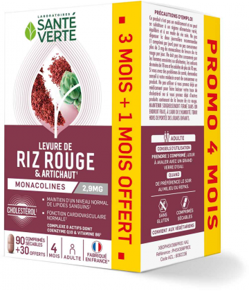 Santé Verte Levure de Riz Rouge et Artichaut 2 x 60