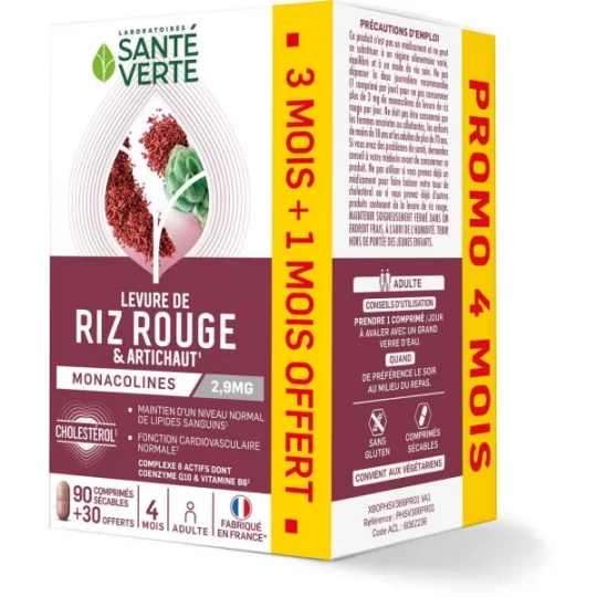 Santé Verte Levure de Riz Rouge et Artichaut 2 x 60