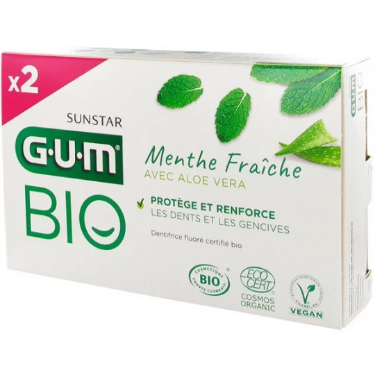 GUM Dentifrice Bio Menthe Fraîche 2 x 75 ml