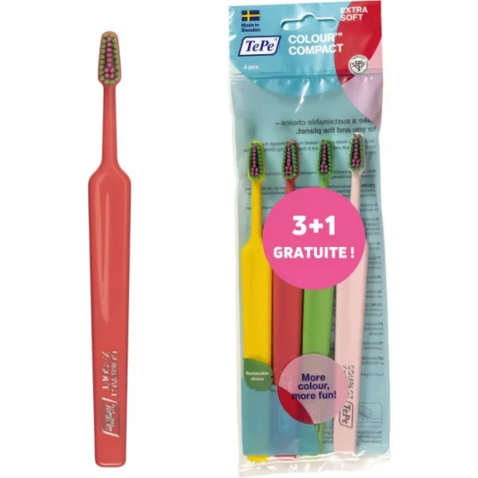 TePe Brosse à Dents Compact Extra-Souple x 4