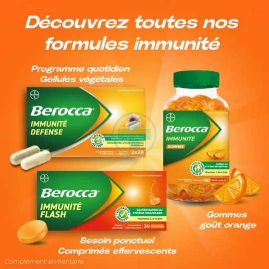 Berocca Immunité Flash Vitamine D, C, Zinc et Fer Comprimés Effervescents x 30 - image 14