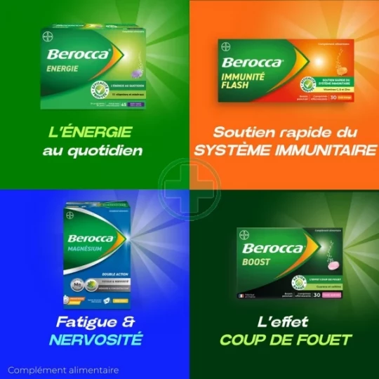 Berocca Immunité Flash Vitamine D, C, Zinc et Fer Comprimés Effervescents x 30 - image 15