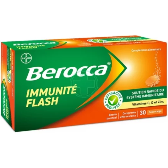 Berocca Immunité Flash Vitamine D, C, Zinc et Fer Comprimés Effervescents x 30 - image 17