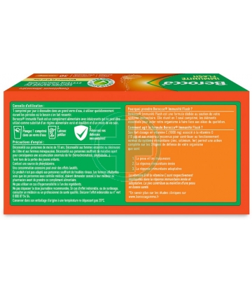 Berocca Immunité Flash Vitamine D, C, Zinc et Fer 30 comprimés effervescents