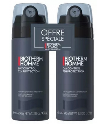 Biotherm Déodorant Homme Day Control 72h Spray 2 x 150 ml