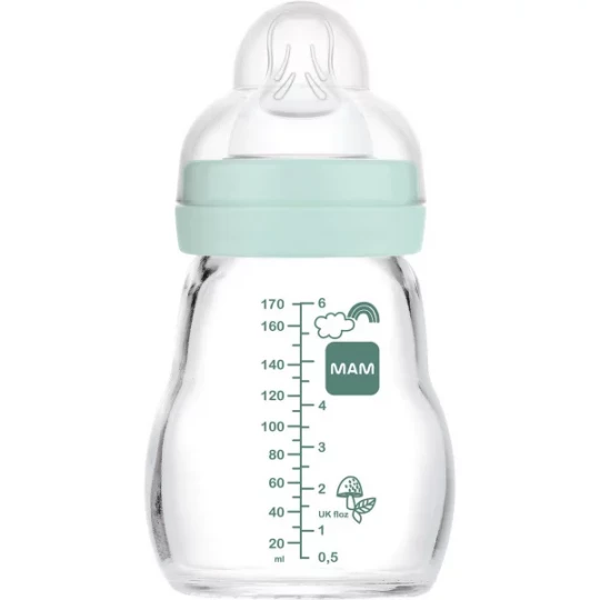 MAM Biberon En Verre Bleu Débit 1 170 ml