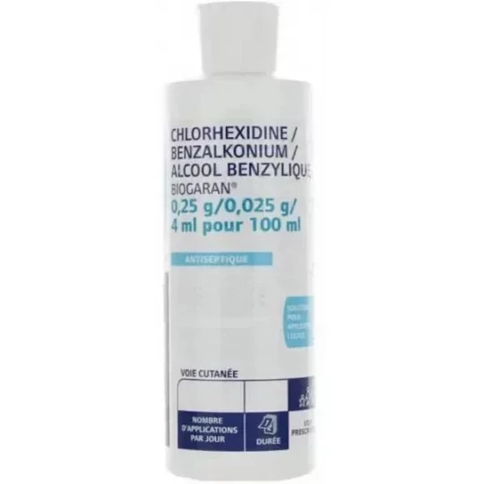 Chlorhexidine Benzalkonium Alcool Benzylique Biogaran Flacon 250 ml - image 2