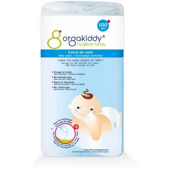 Orgakiddy Carré de Soin Non Tissé Sachet x 100