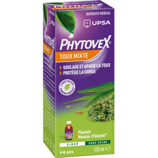 UPSA Phytovex Sirop Toux Mixte Sans Sucre 120 ml