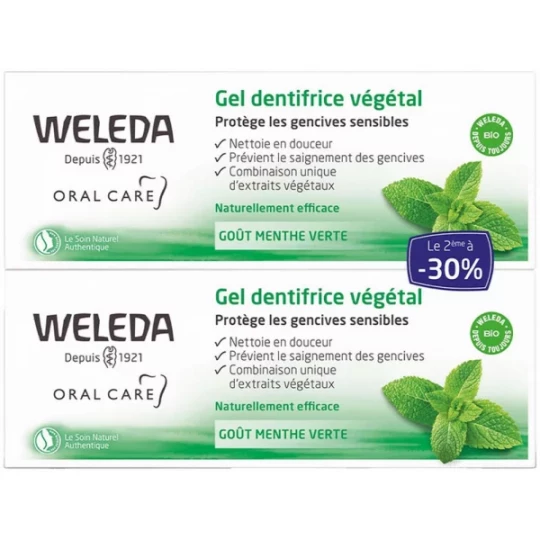 Weleda Gel Dentifrice Vegetal Menthe Verte 2 x 75 ml