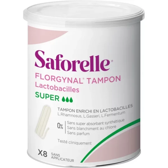 Saforelle Florgynal Tampons Super Sans Applicateur x 8