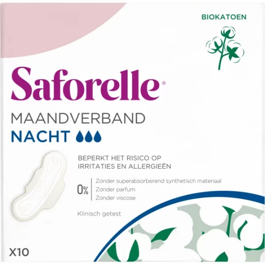 Saforelle Serviettes Hygiéniques Nuit Ailette x 10