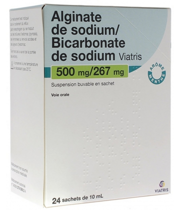 Alginate de Sodium/Bicarbonate de Sodium Mylan Viatris 500 mg/267 mg Sachets x 24