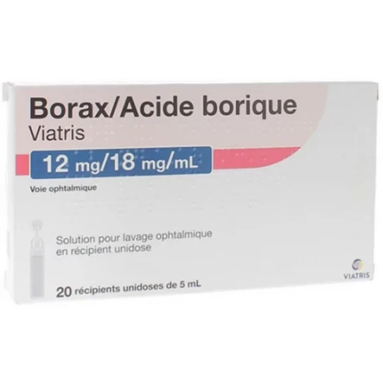 Borax/Acide Borique Mylan Viatris 12mg/18mg/ml x 20