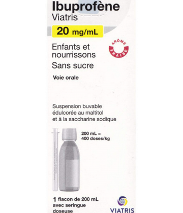 Ibuprofène Mylan Viatris 20 mg/ml Enfants et Nourrissons Sans Sucre 200 ml
