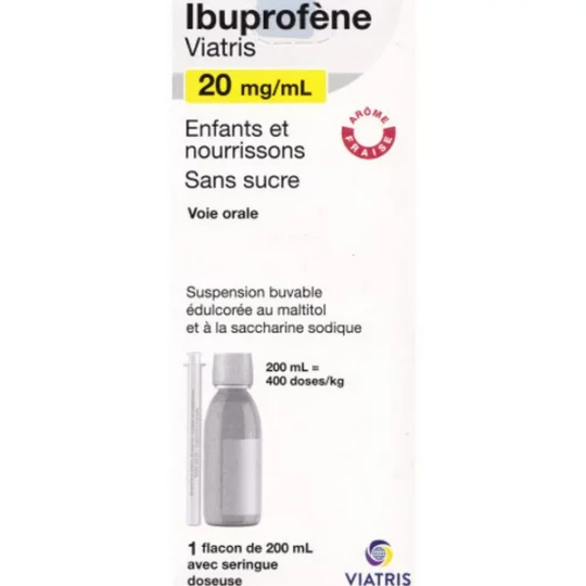 Ibuprofène Mylan Viatris 20 mg/ml Enfants et Nourrissons Sans Sucre 200 ml