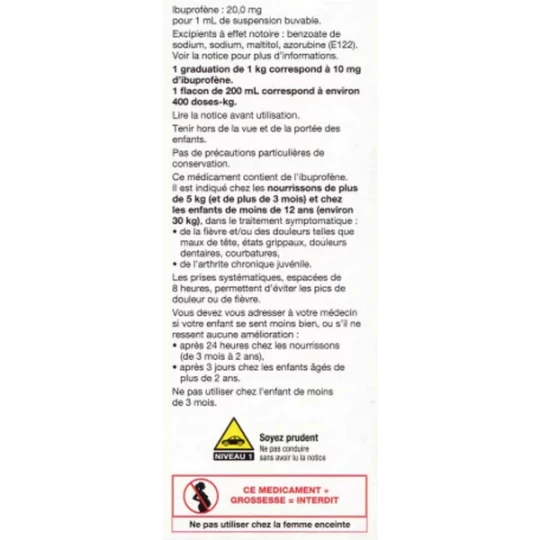 Ibuprofène Mylan Viatris 20 mg/ml Enfants et Nourrissons Sans Sucre 200 ml - image 2