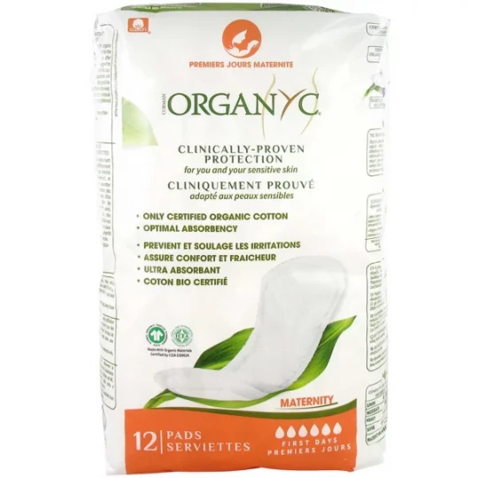Organyc Serviettes Maternité Premiers Jours x 12
