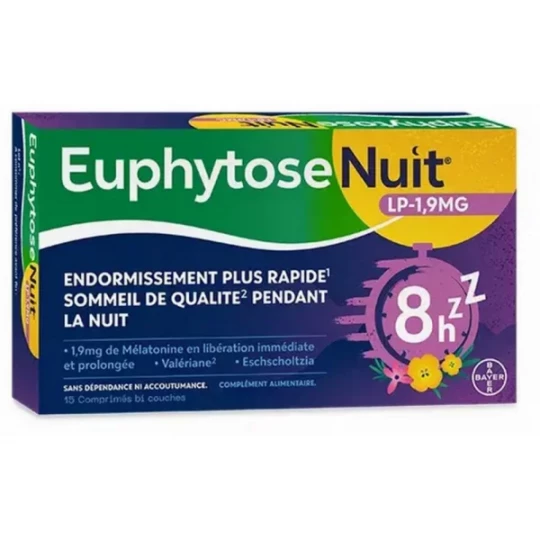 Euphytose Nuit Sommeil Mélatonine 1,9 mg Libération Prolongée Comprimés x 15