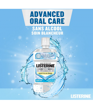 Listerine Bain de Bouche Soin Blancheur Goût Plus Léger 500 ml
