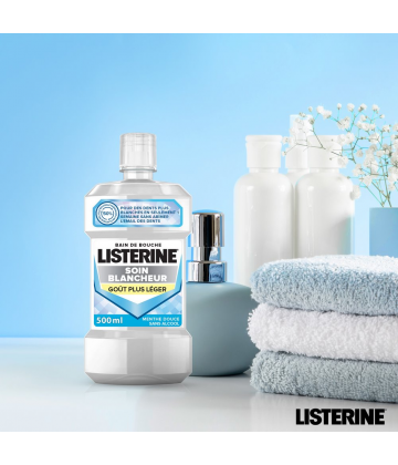 Listerine Bain de Bouche Soin Blancheur Goût Plus Léger 500 ml
