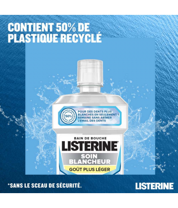 Listerine Bain de Bouche Soin Blancheur Goût Plus Léger 500 ml
