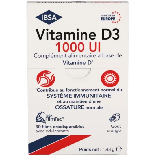 ISBA Vitamine D3 1000 UI Films Orodispersibles x 30