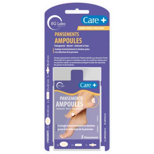 EG Care+ Pansements Ampoules Hydrocolloïdes x 5