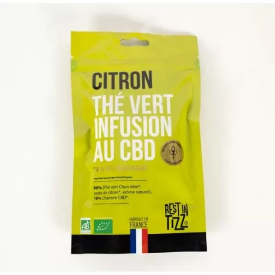 Rest In Tizz Thé Vert Citron Bio CBD Sachet 50 g