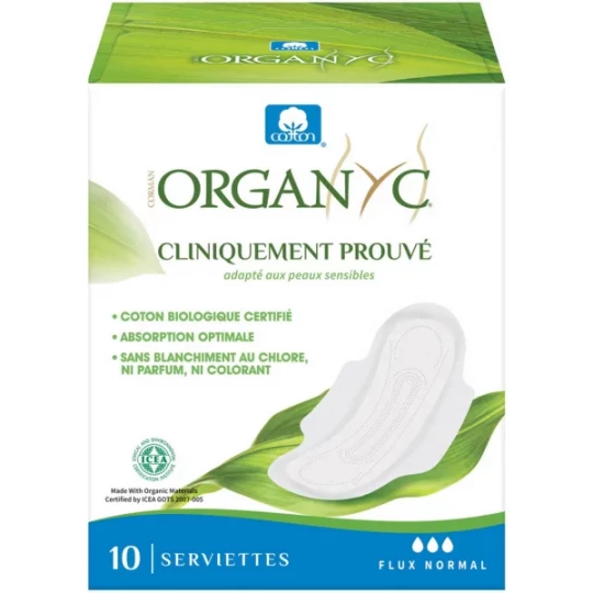 Organyc Serviettes Coton Bio Normal x 10