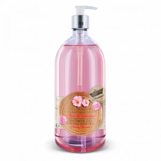 Les Petits Bains de Provence Gel Douche Surgras Sans Savon Fleur de Cerisier 1 L
