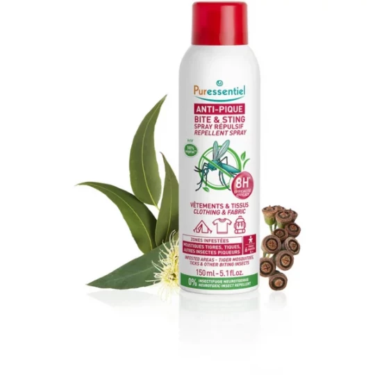 Puressentiel Anti-Pique Spray Répulsif Vêtements et Tissus 150 ml