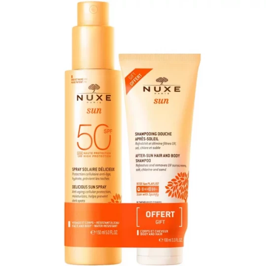 Nuxe Sun Spray Solaire Délicieux SPF50+ 150 ml + Shampooing 100 ml Offert