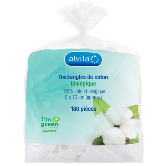Alvita Rectangles de Coton Bio x 180