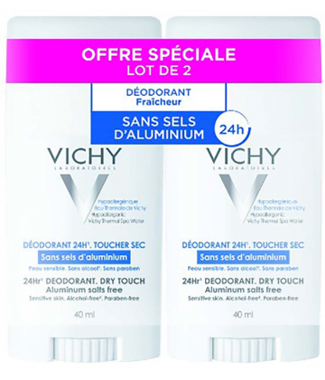 Vichy Déodorant Stick Sans Sel d'Aluminium 2 x 40 ml